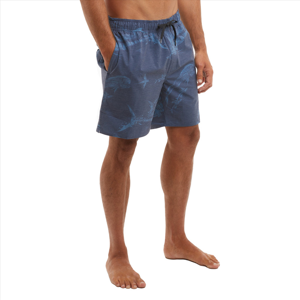 Pelagic The Dockside 18" Elastic Waist Boardshorts - Gyotaku Navy