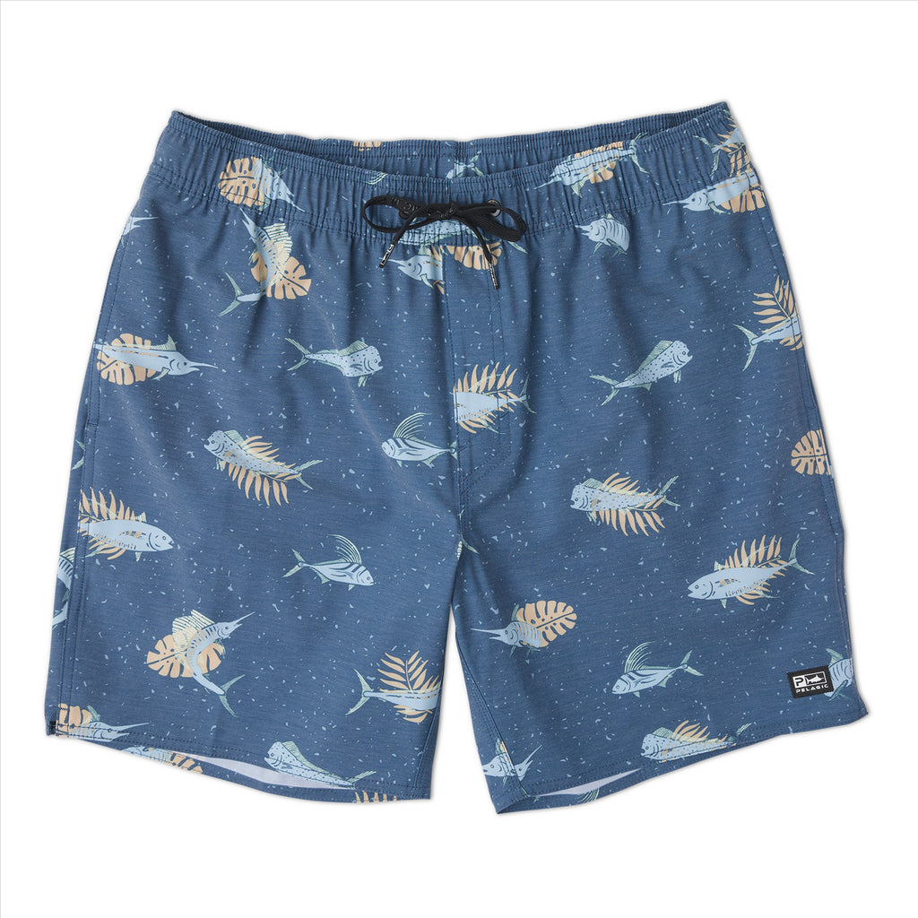 Pelagic The Dockside 18" Elastic Waist Boardshorts - Smokey Blue
