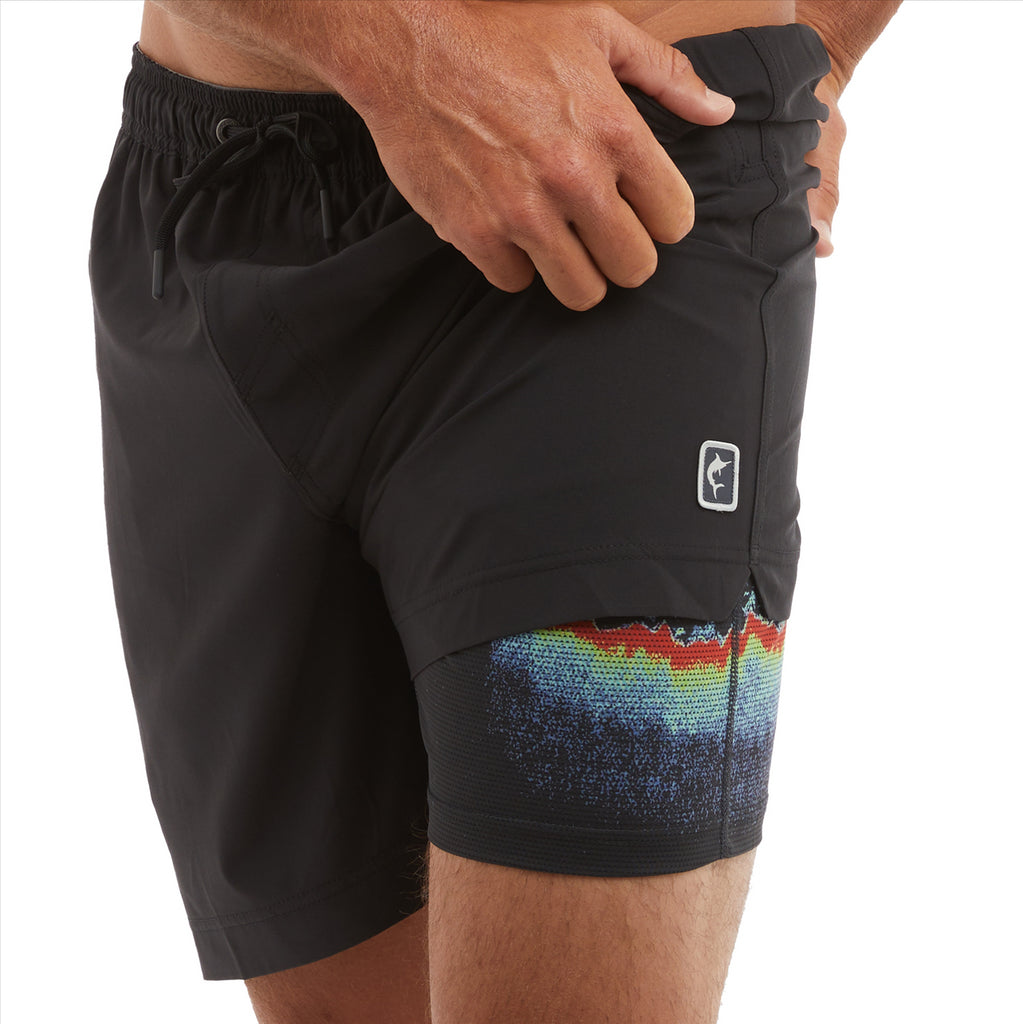 Pelagic Leiday 17" Elastic Waist Lined Boardshorts - Black