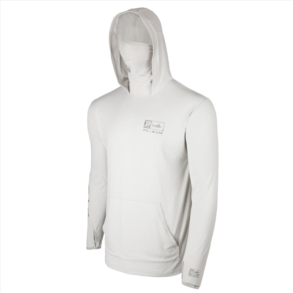 Pelagic Defcon Hooded Fishing Shirt with mask - Open Seas light grey