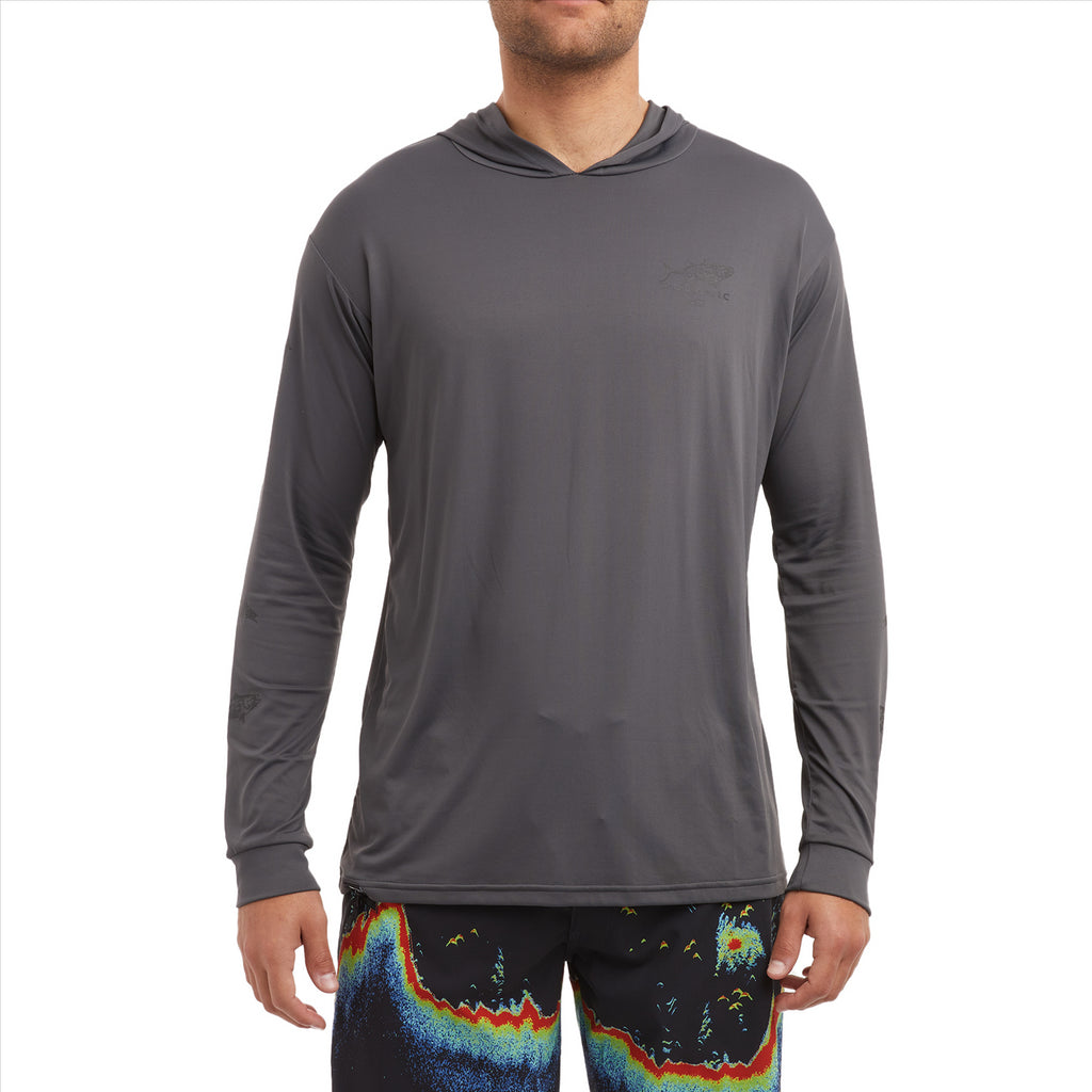 Pelagic AquaTek Gyotaku Hooded Fishing Shirt - Graphite