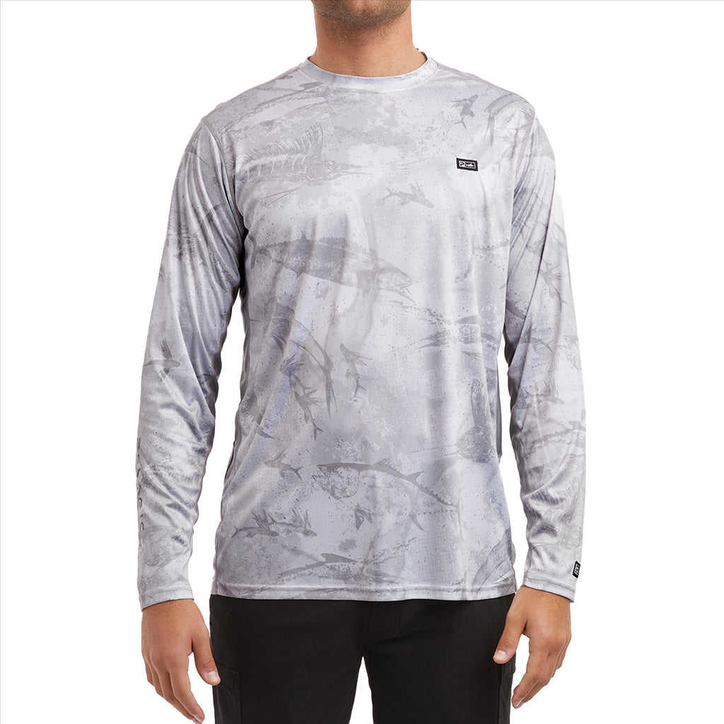 Pelagic Vaportek Fishing Shirt - Open Seas Light Grey