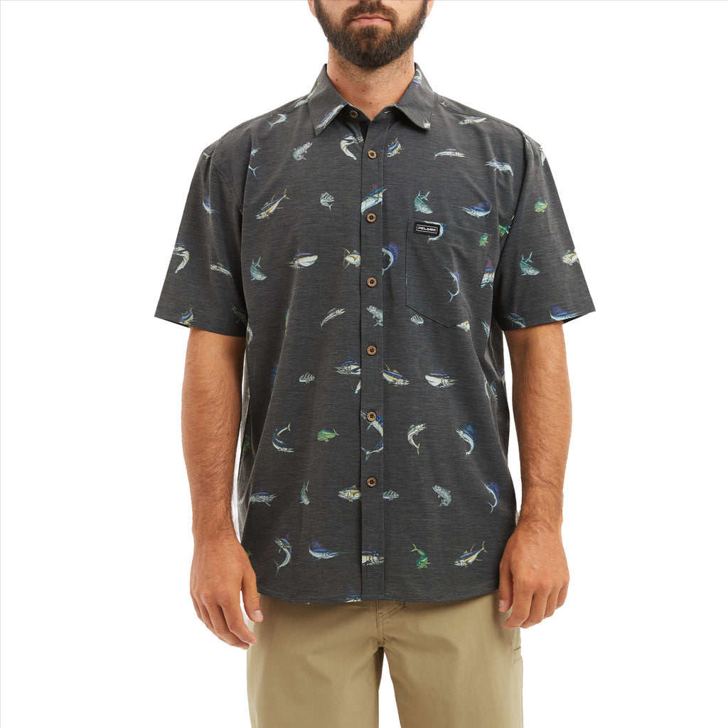 Pelagic The Topshot Button Up T-Shirt - Gamefish Black