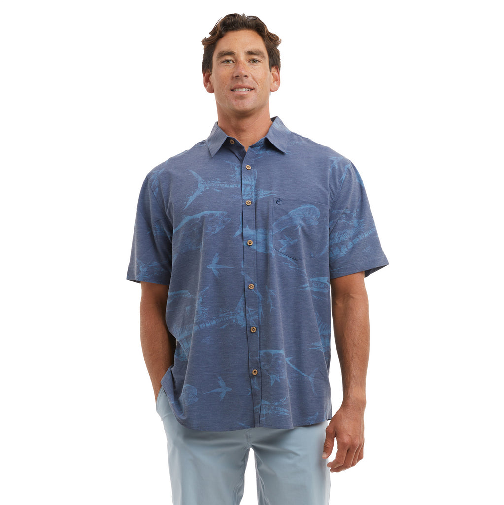 Pelagic The Topshot Button Up T-Shirt - Gyotaku Navy