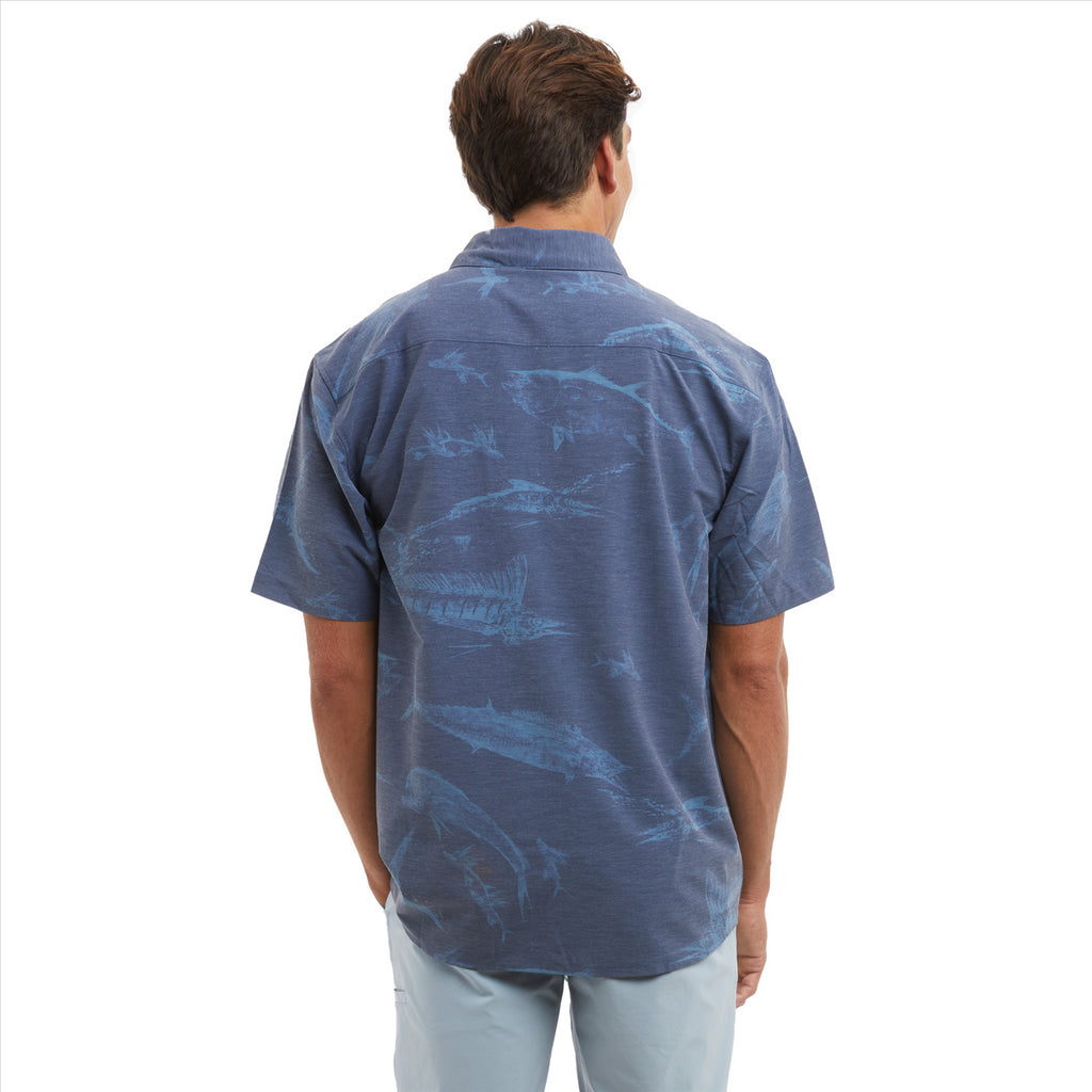 Pelagic The Topshot Button Up T-Shirt - Gyotaku Navy