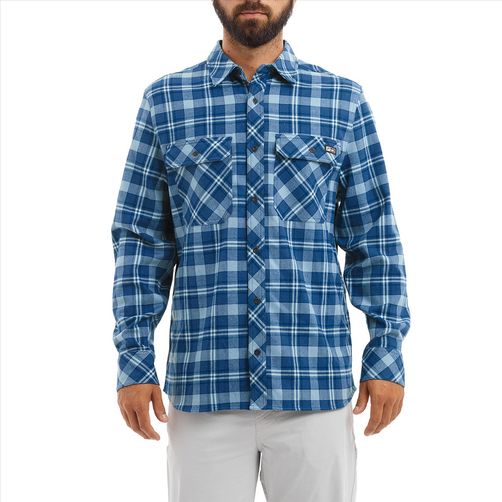 Pelagic Backlash Stretch Flannel Shirt - Smokey Blue