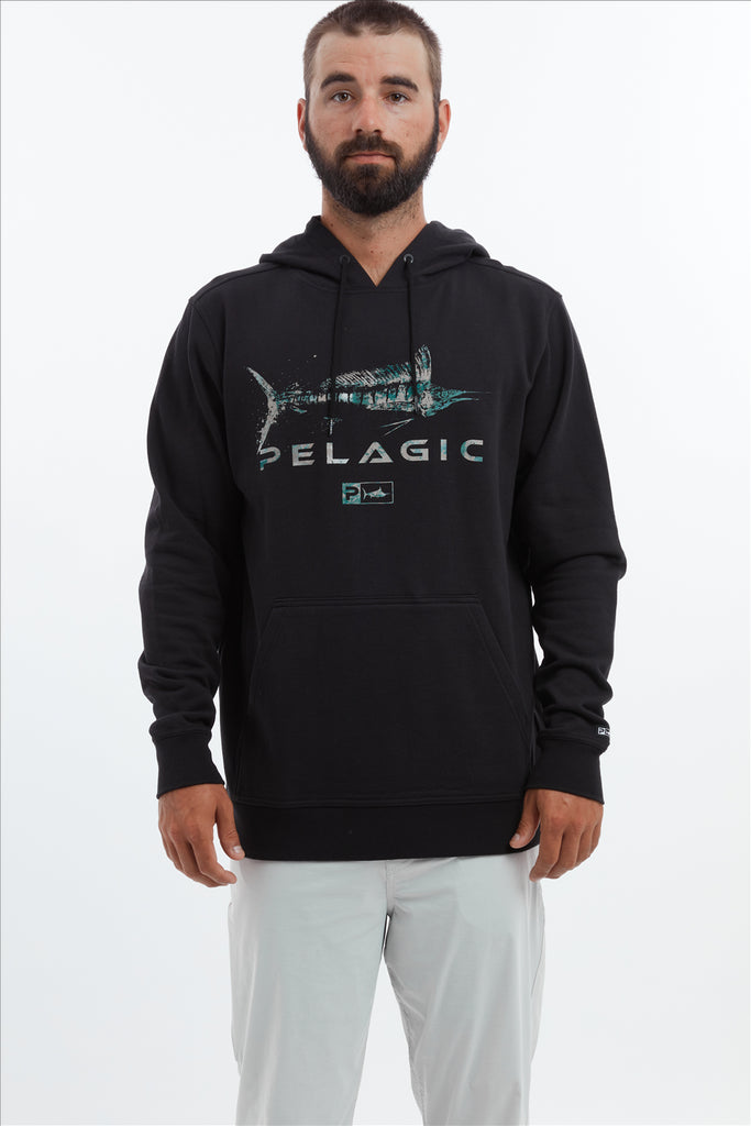 Pelagic Northlake Gyotaku Pullover Fleece Hoodie - Black