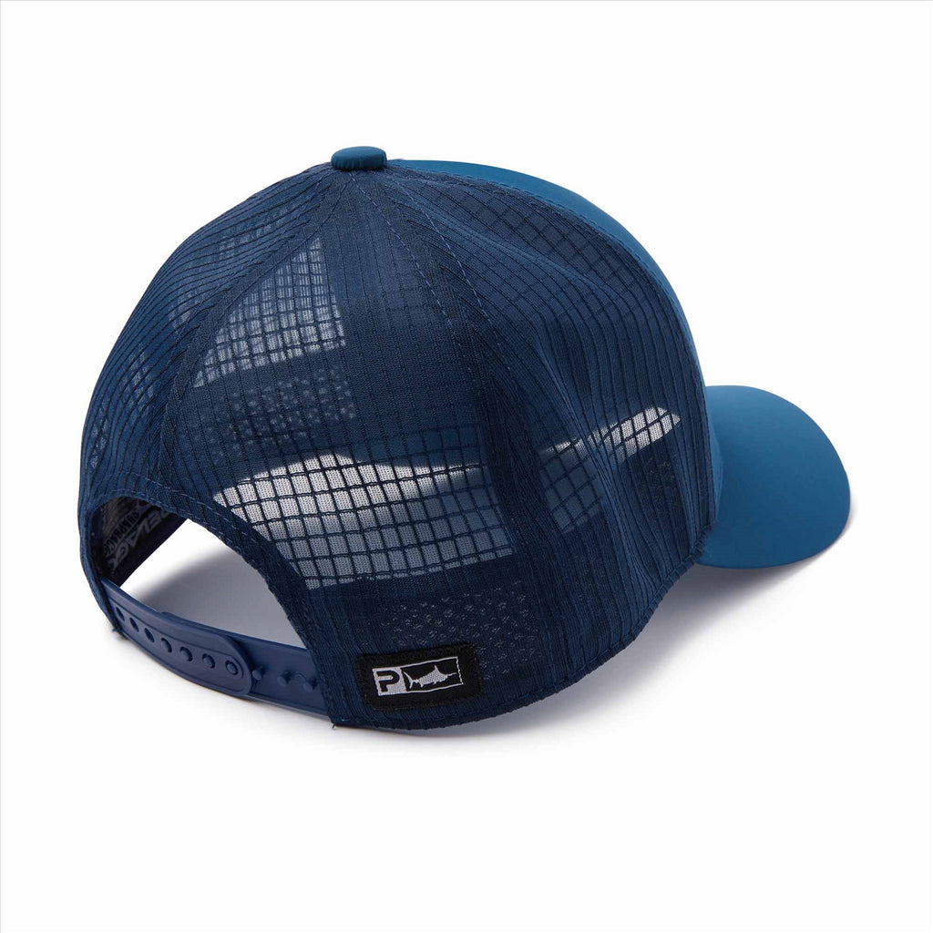 Pelagic Echo Tails Up Performance Trucker Cap - Blue