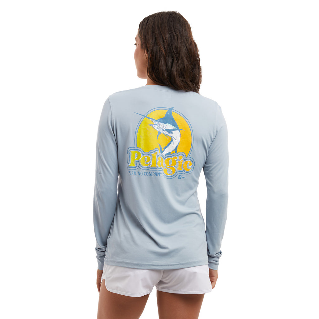 Pelagic Women's AquaTek Fishing Shirt Tropical Splash - Slate