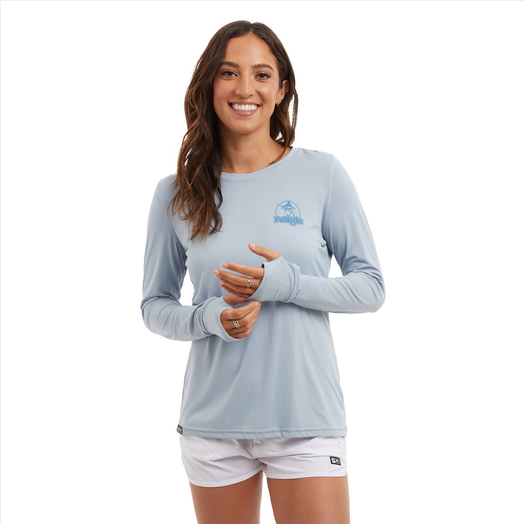Pelagic Women's Aquatek Fishing Shirt Tropical Splash - Slate