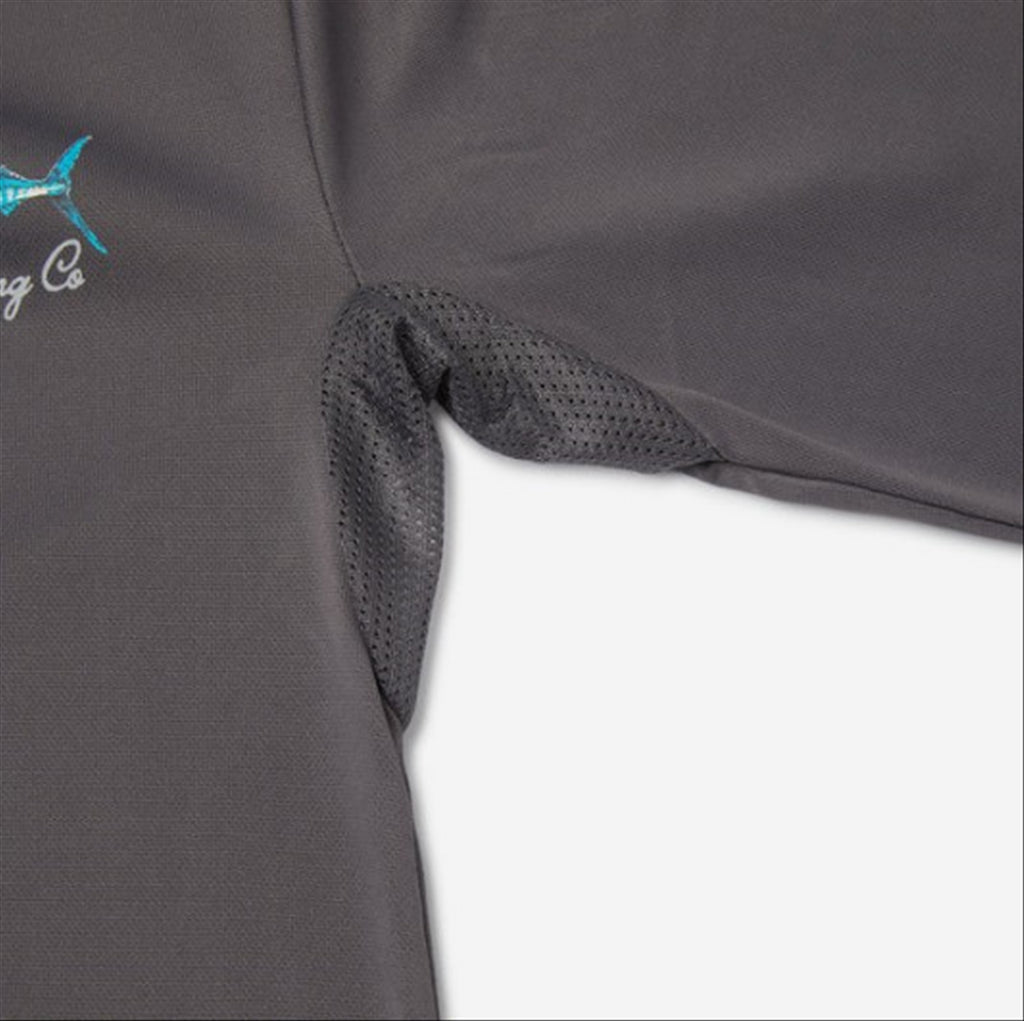 Pelagic Youth Aquatek Goione Marlin Hooded Fishing Shirt - Graphite