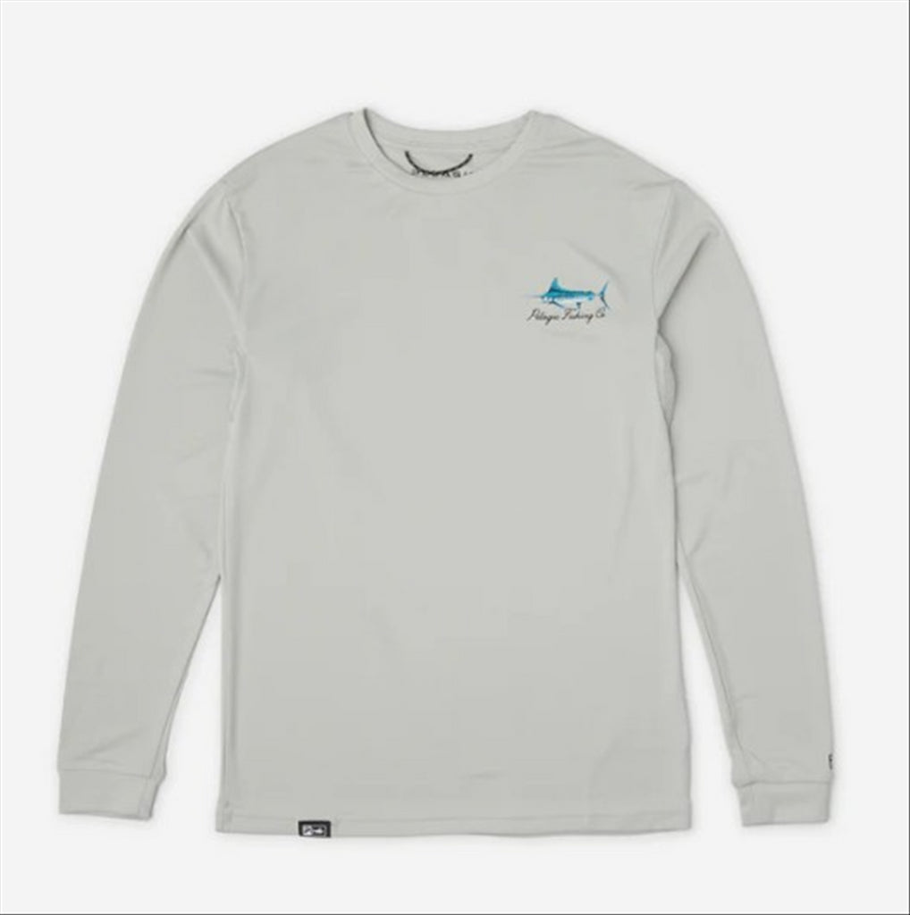 Pelagic Youth Aquatek Goione Marlin Fishing Shirt - Light Grey