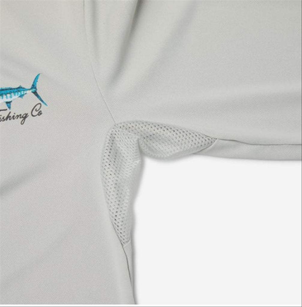 Pelagic Youth Aquatek Goione Marlin Fishing Shirt - Light Grey