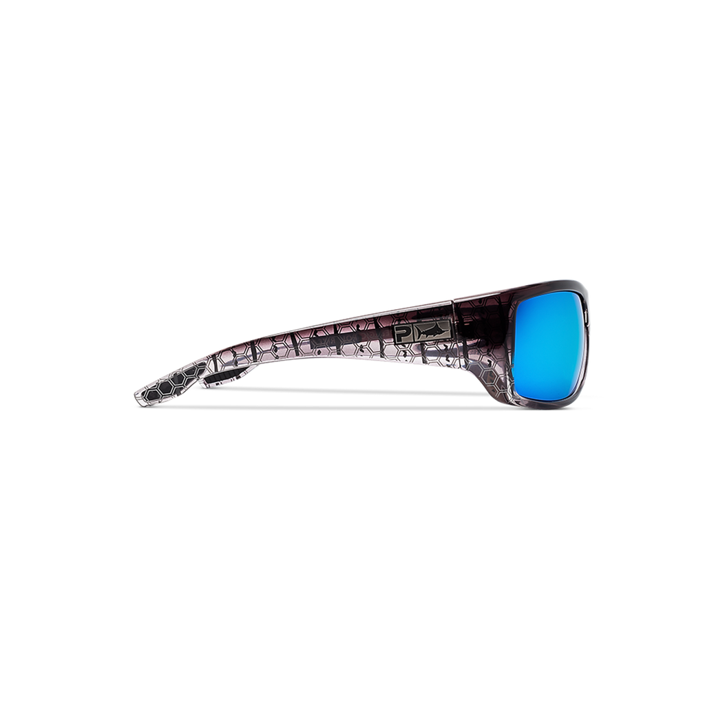 Pelagic Fish Hook - Polarized Poly Lens - Silver Helix, Blue Mirror