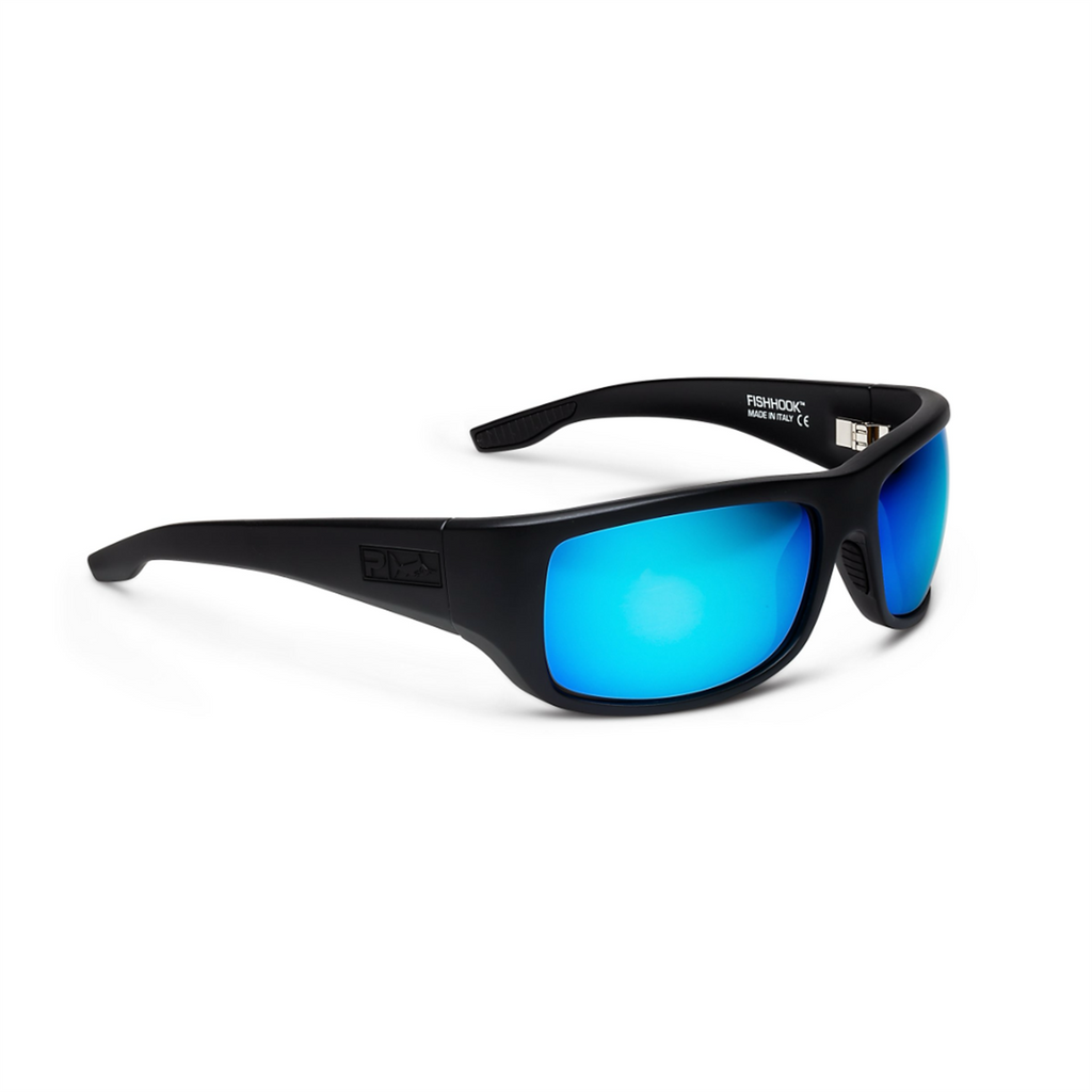 Pelagic Fish Hook - Polarised Poly Lens - Matte Black/Blue Mirror