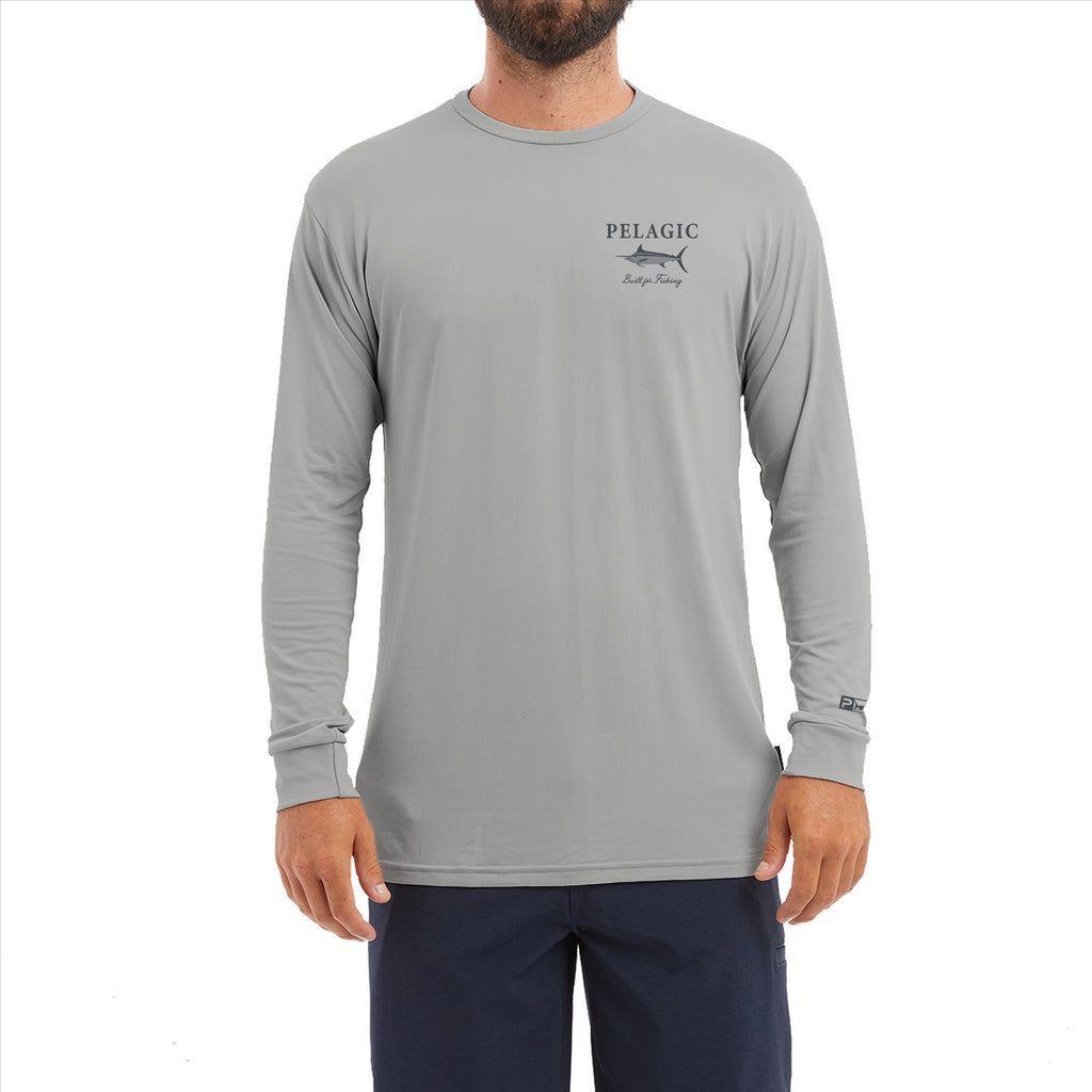 Pelagic Aquatek Marlin Made Fishing Shirt - Light Grey