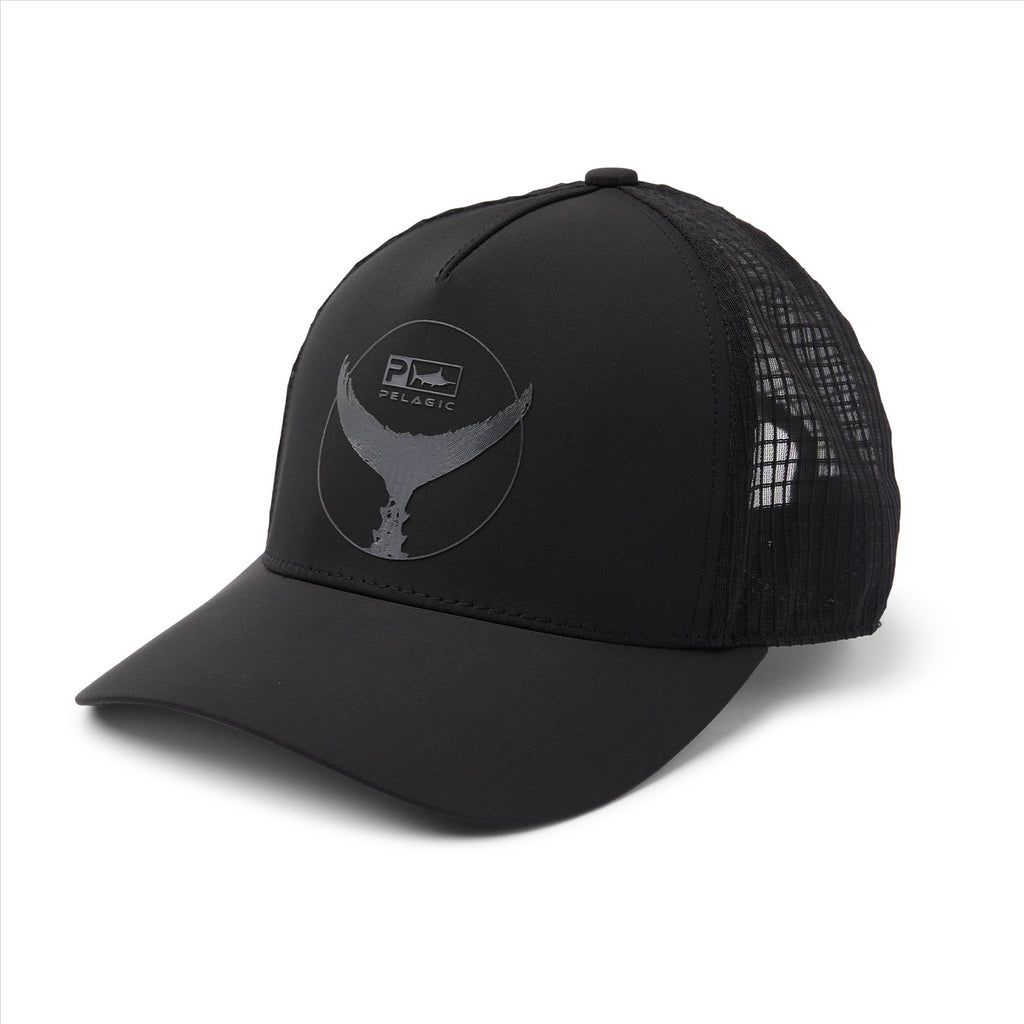 Pelagic Echo Tails Up Performance Trucker Cap - Black