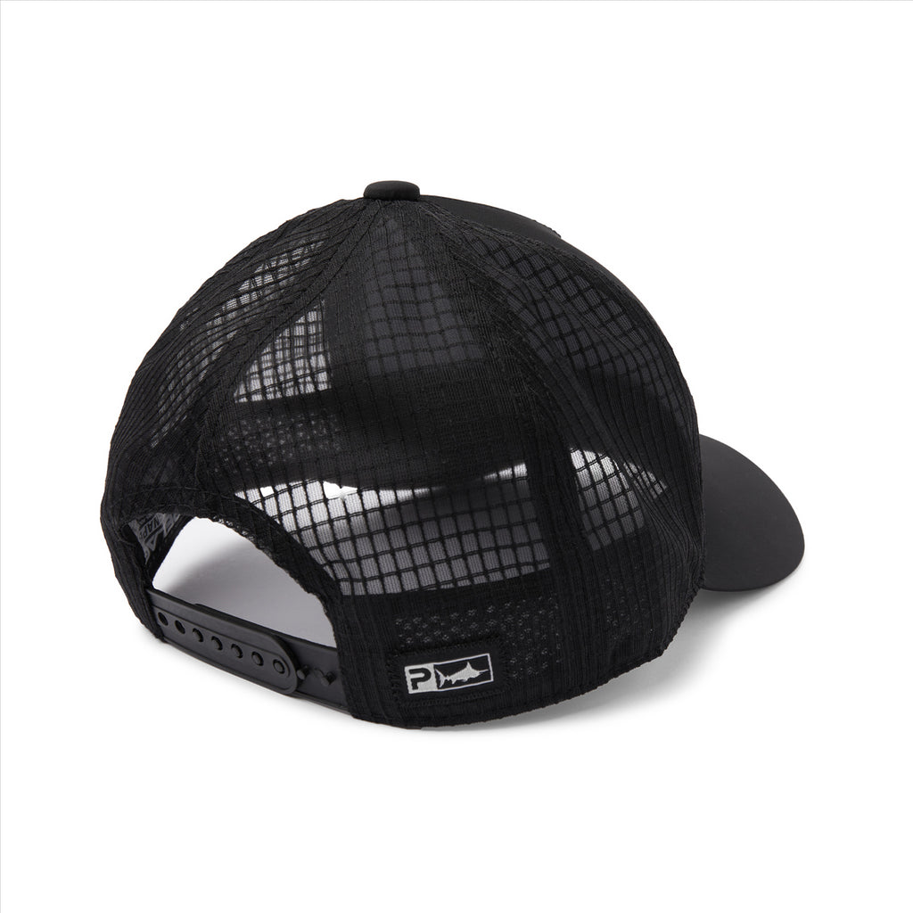 Pelagic Echo Tails Up Performance Trucker Cap - Black