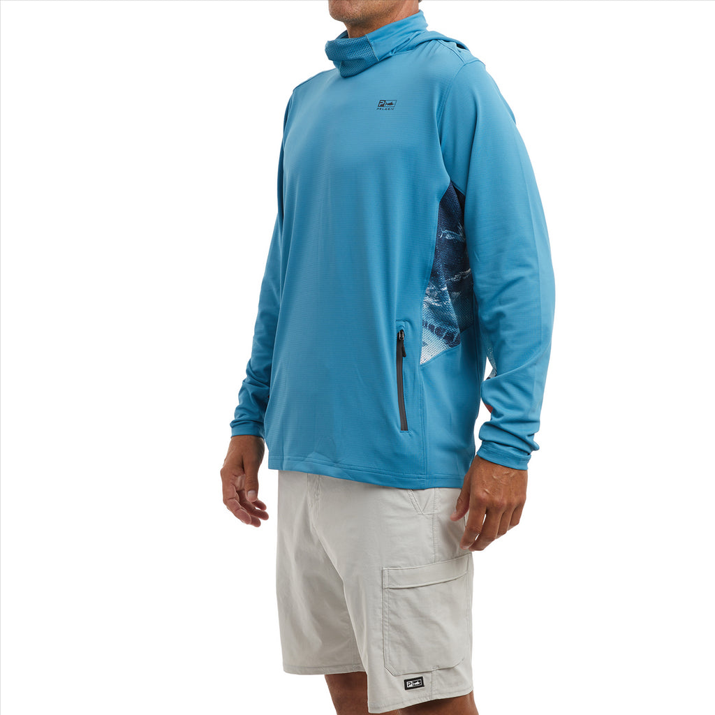 Pelagic Exo-Tech Gyotaku Fade Hooded Fishing Shirt