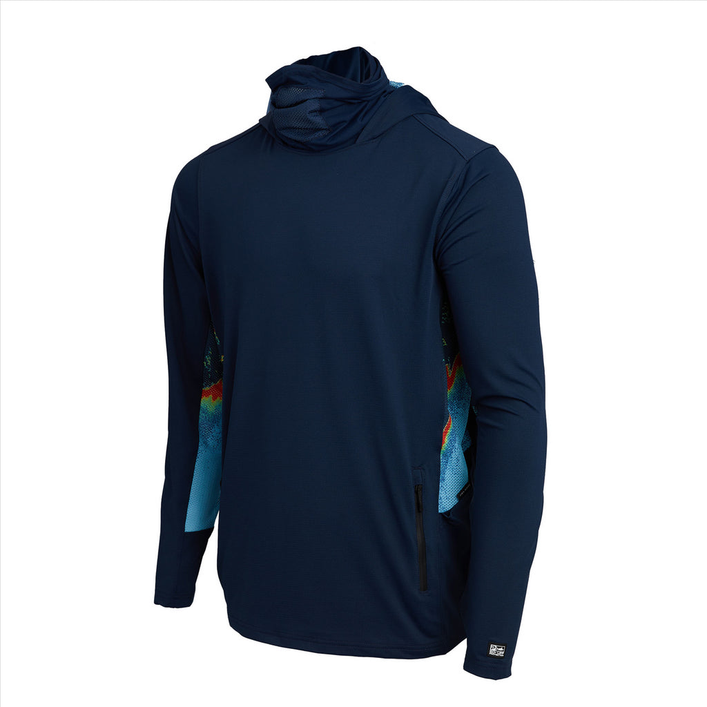 Pelagic Exo-Tech Sonar Hooded Fishing Shirt - Navy