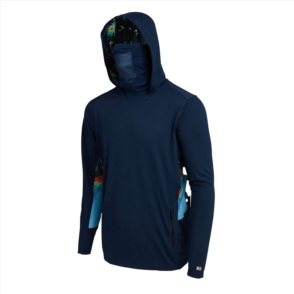 Pelagic Exo-Tech Sonar Hooded Fishing Shirt - Navy