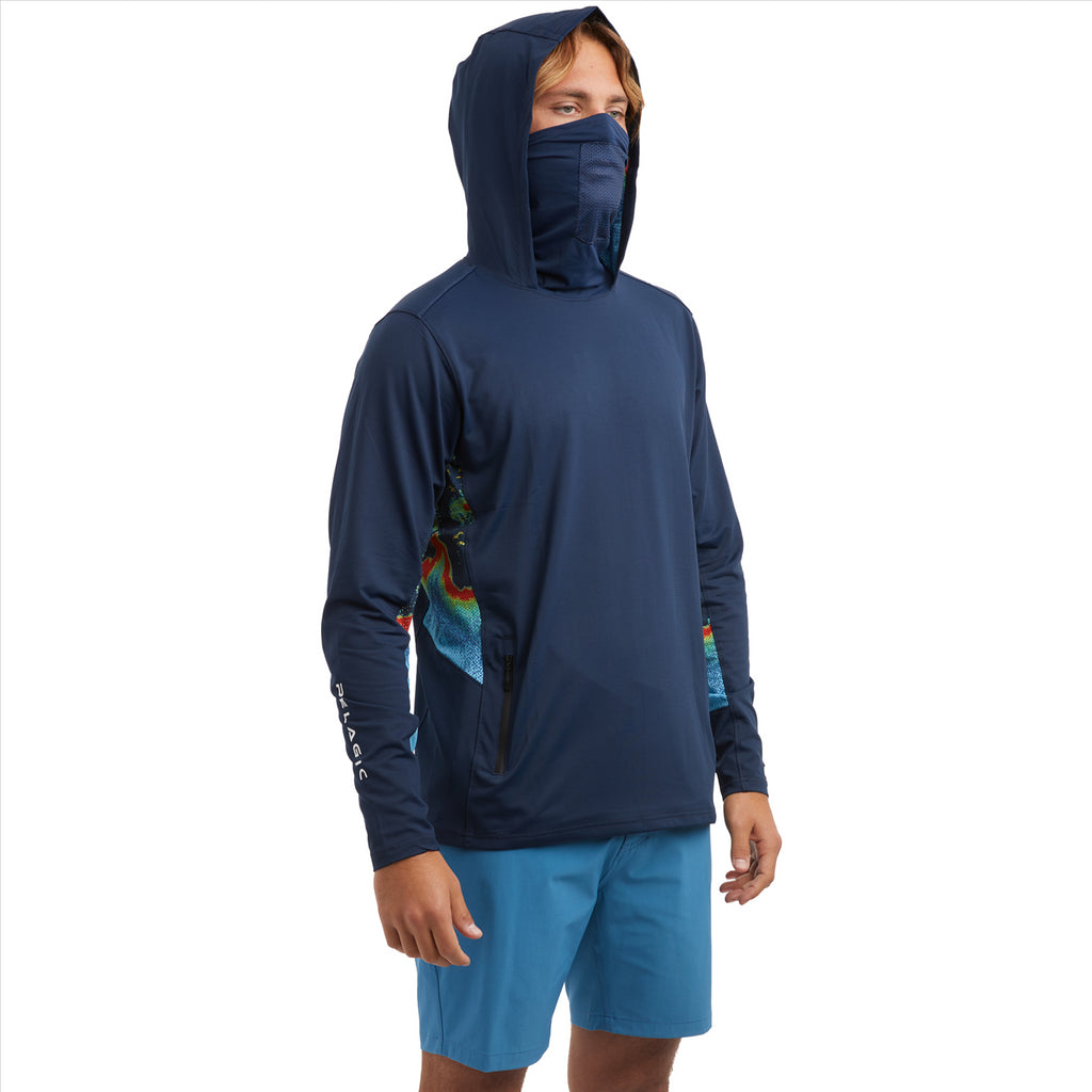 Pelagic Exo-Tech Sonar Hooded Fishing Shirt - Navy