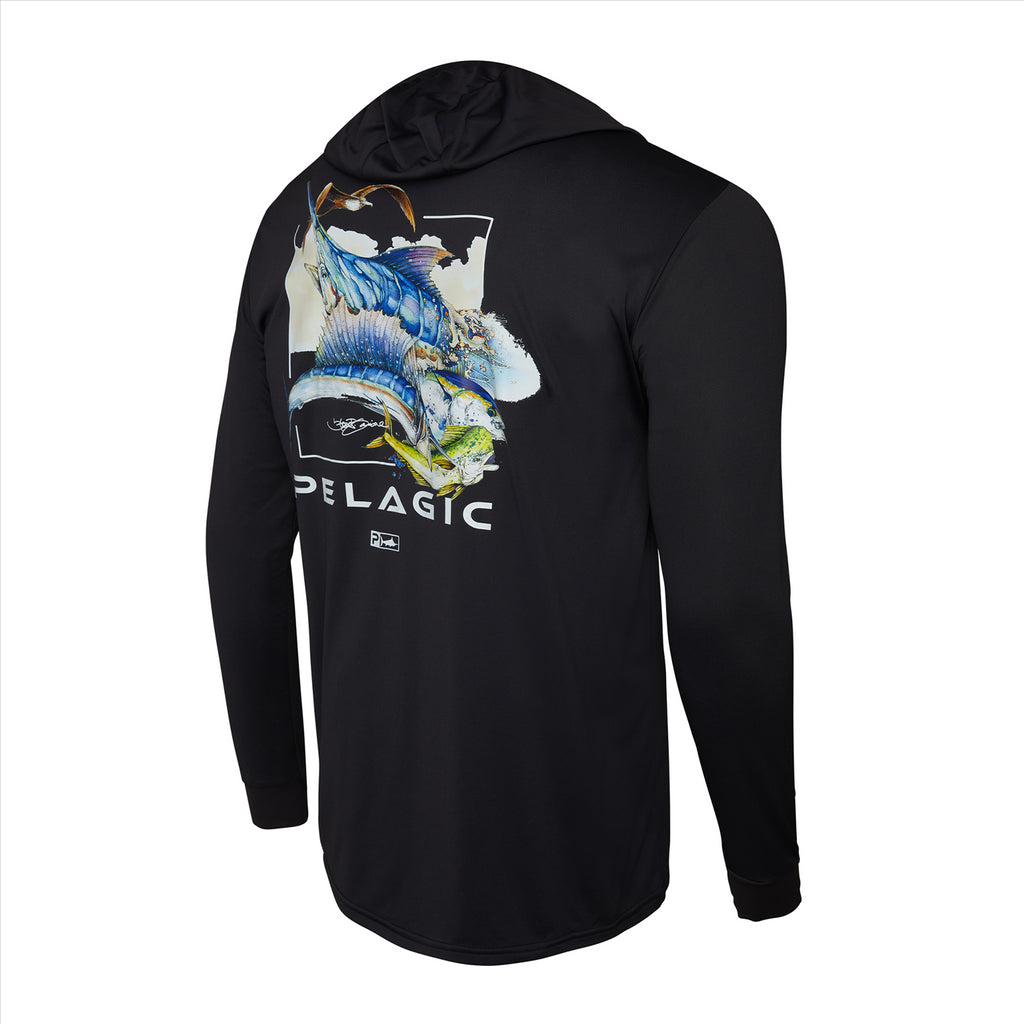 Pelagic Aquatek Goione Slam Hooded Fishing Shirt - Black