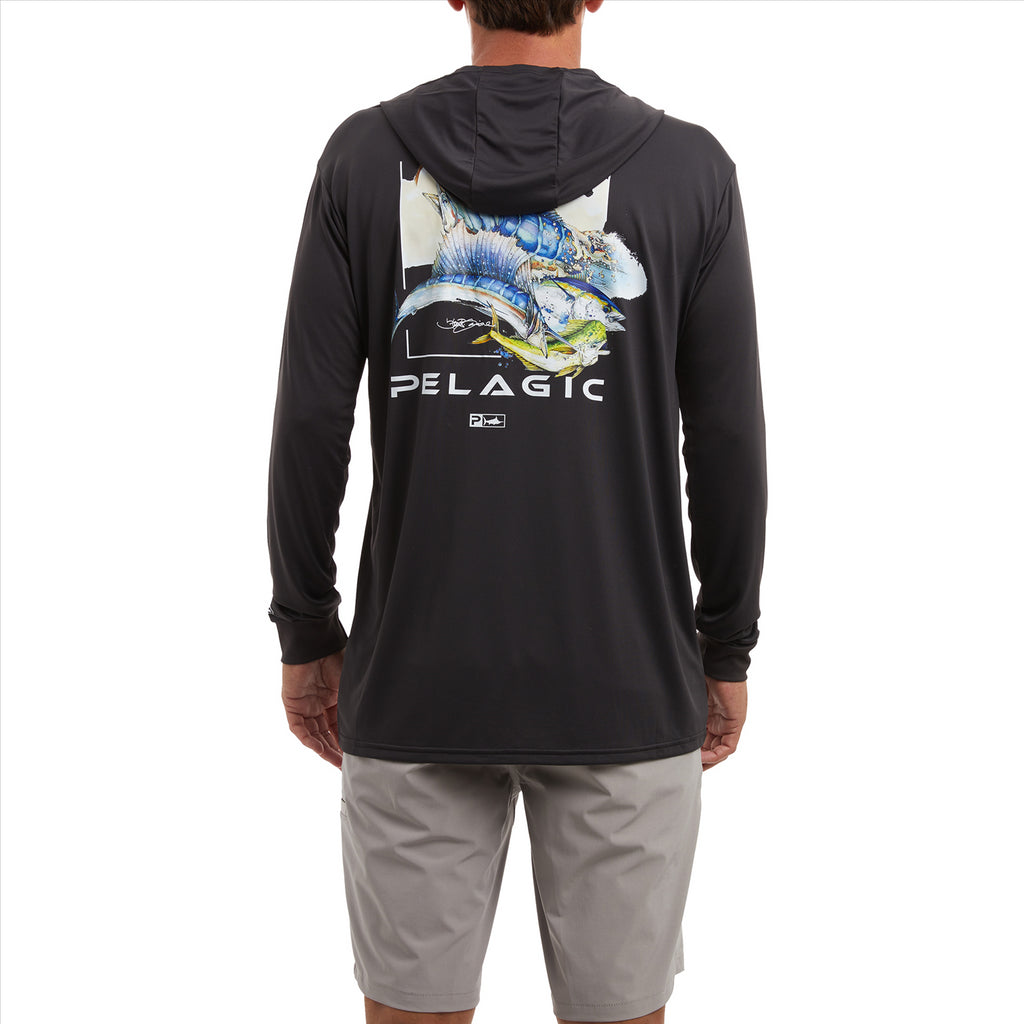 Pelagic Aquatek Goione Slam Hooded Fishing Shirt - Black