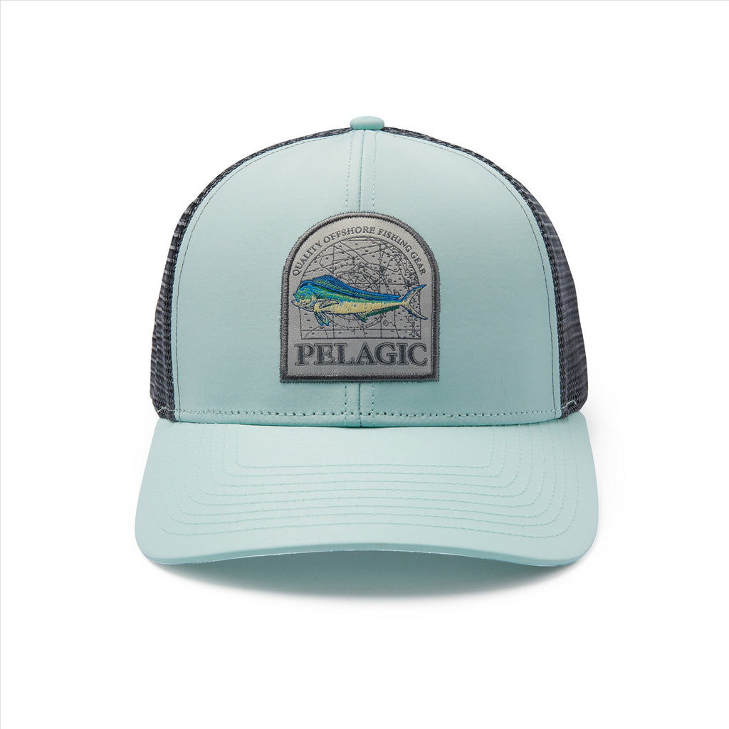 Pelagic Mapped Mahi Performance Trucker Cap - Turquoise