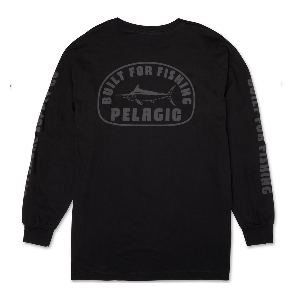 Pelagic Marlin Stamp Long Sleeve T-Shirt - Black