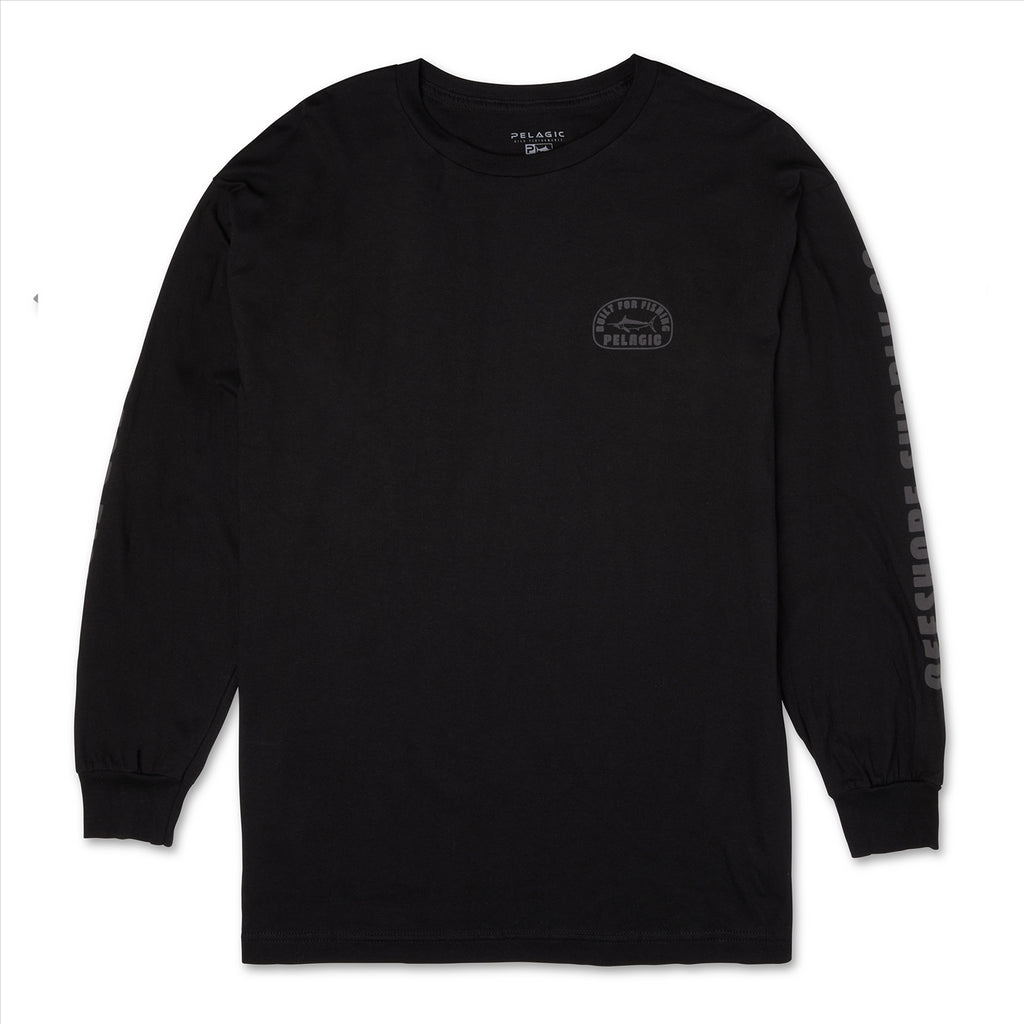 Pelagic Marlin Stamp Long Sleeve T-Shirt - Black