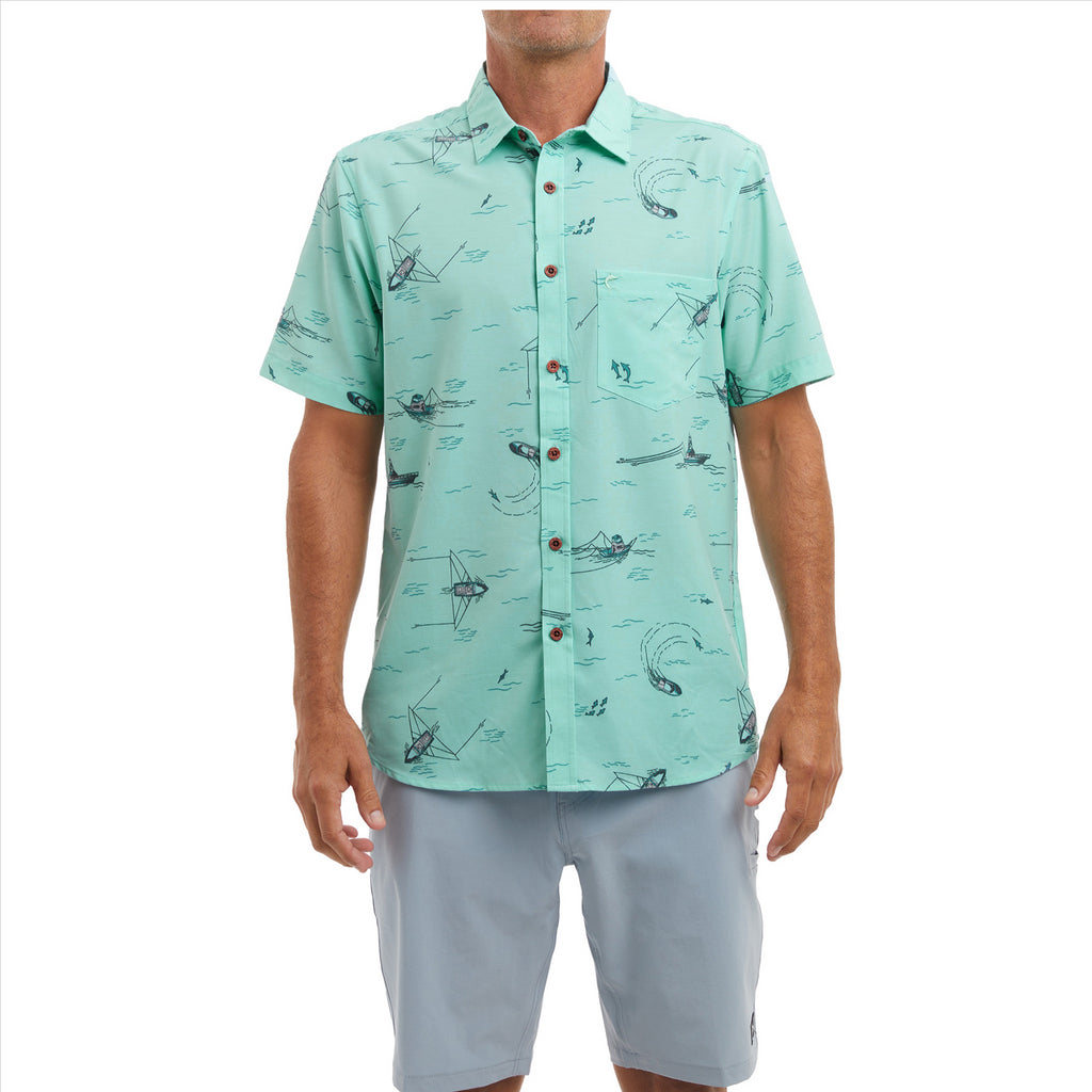 Pelagic The Topshot Trollin Button Up T-Shirt 