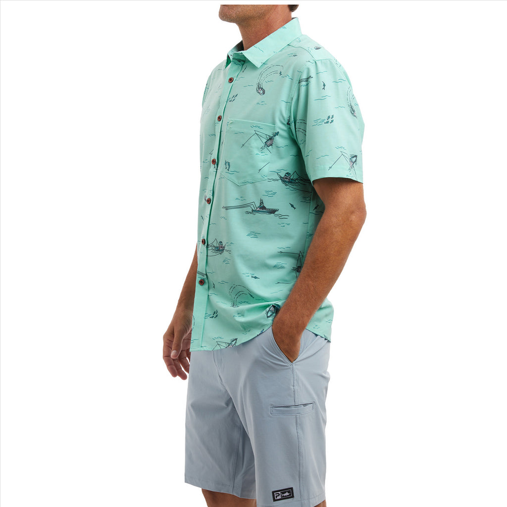 Pelagic The Topshot Trollin Button Up T-Shirt 