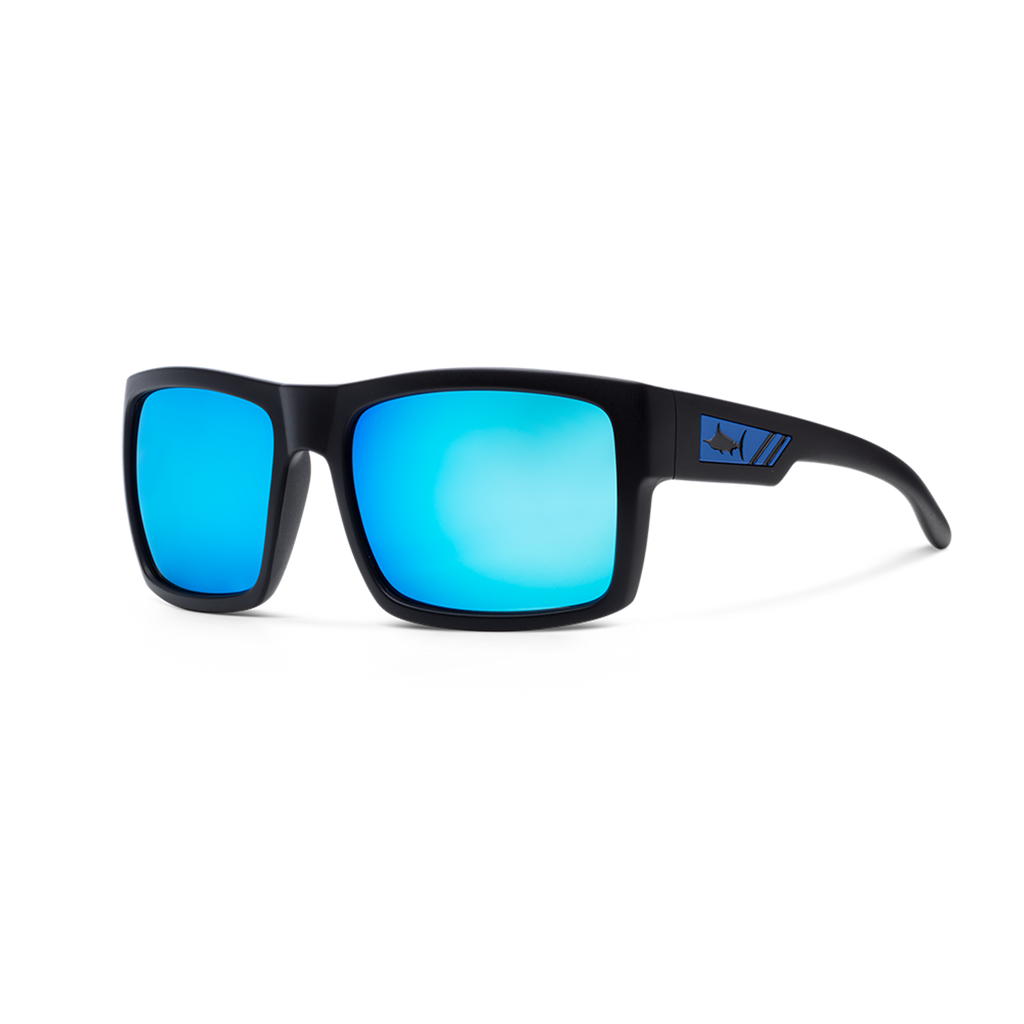 Pelagic Shark Bite - Polarised Poly Lens - Matte Black/Blue Mirror