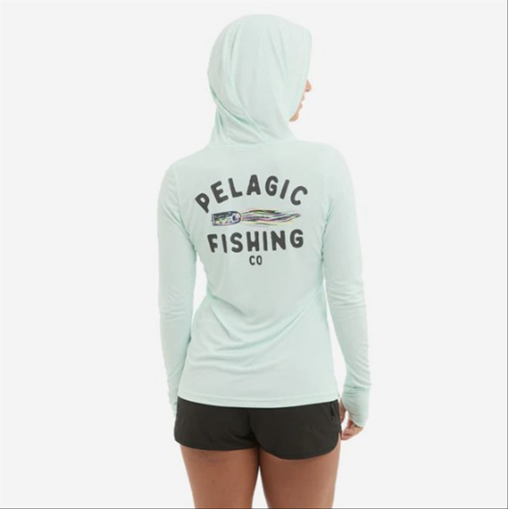 Pelagic Ws Aquatek Lures Hooded Fishing Shirt - Seafoam