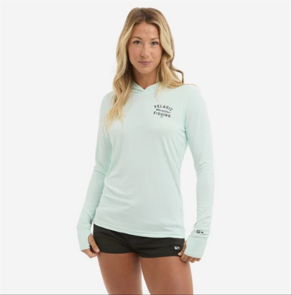 Pelagic Ws Aquatek Lures Hooded Fishing Shirt - Seafoam