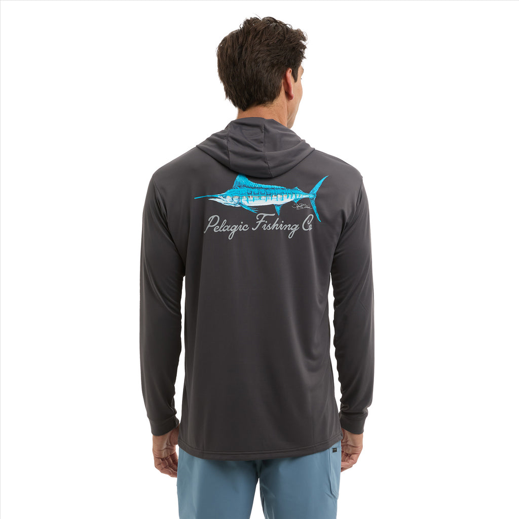Pelagic Aquatek Goione Marlin Hooded Fishing Shirt - Graphite