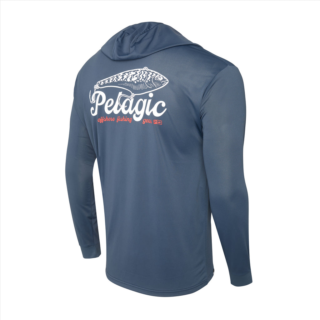 Pelagic Aquatek Hook Em Hooded Fishing Shirt - Dark Navy