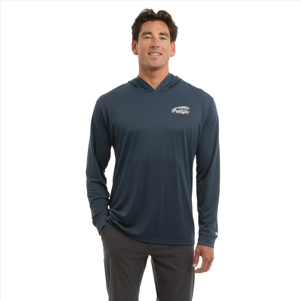 Pelagic Aquatek Hook Em Hooded Fishing Shirt - Dark Navy