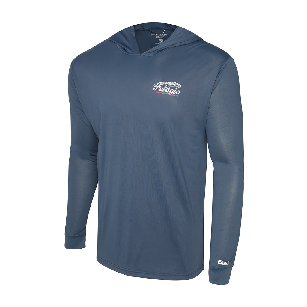 Pelagic Aquatek Hook Em Hooded Fishing Shirt - Dark Navy