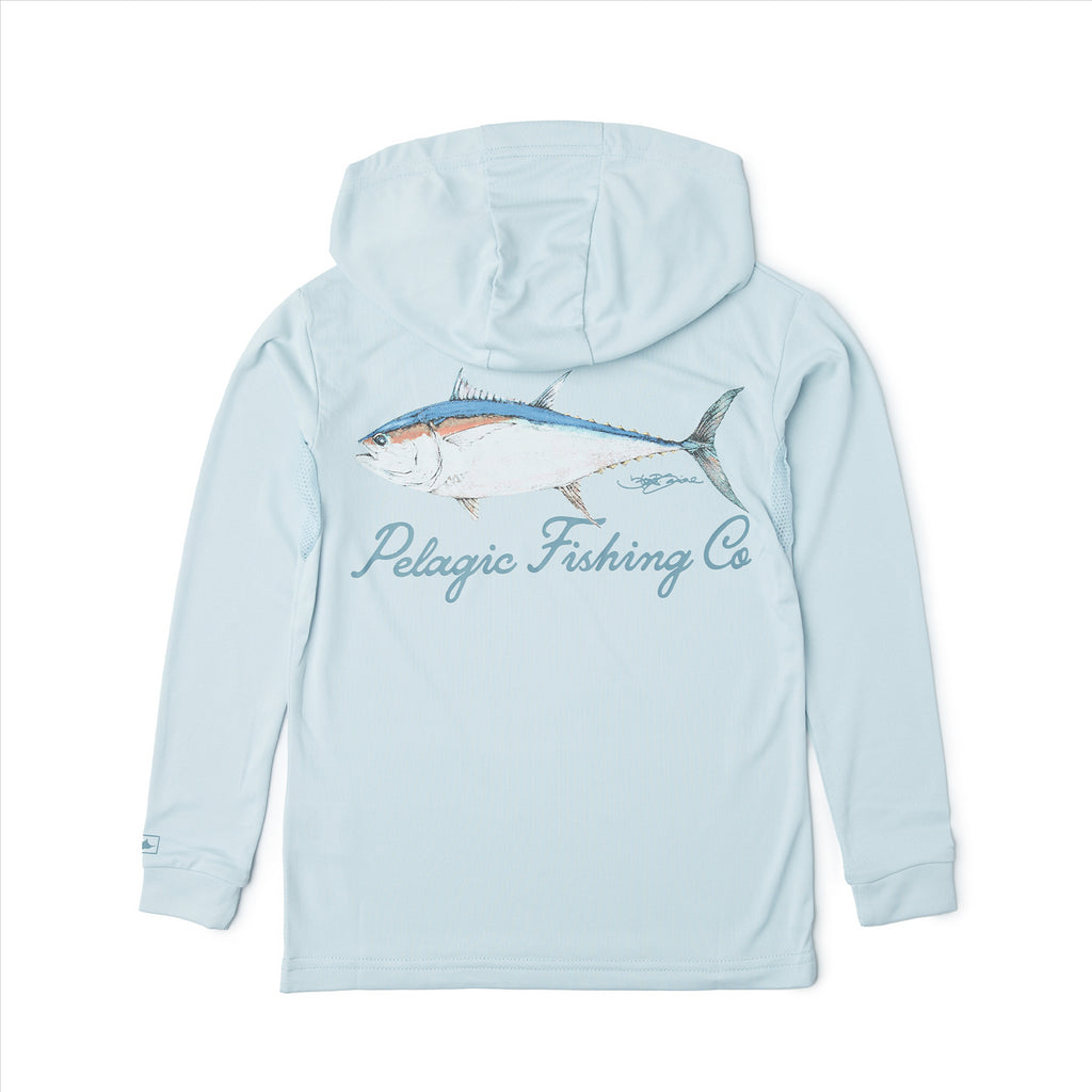 Pelagic Aquatek Goione BFT Hooded Fishing Shirt - Blue Fog