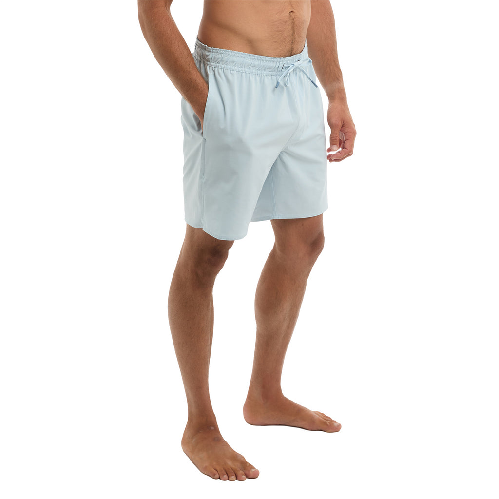 Pelagic The Dockside Deep Sea 17" Elastic Waist Boardshorts - Center Con Blue Fog