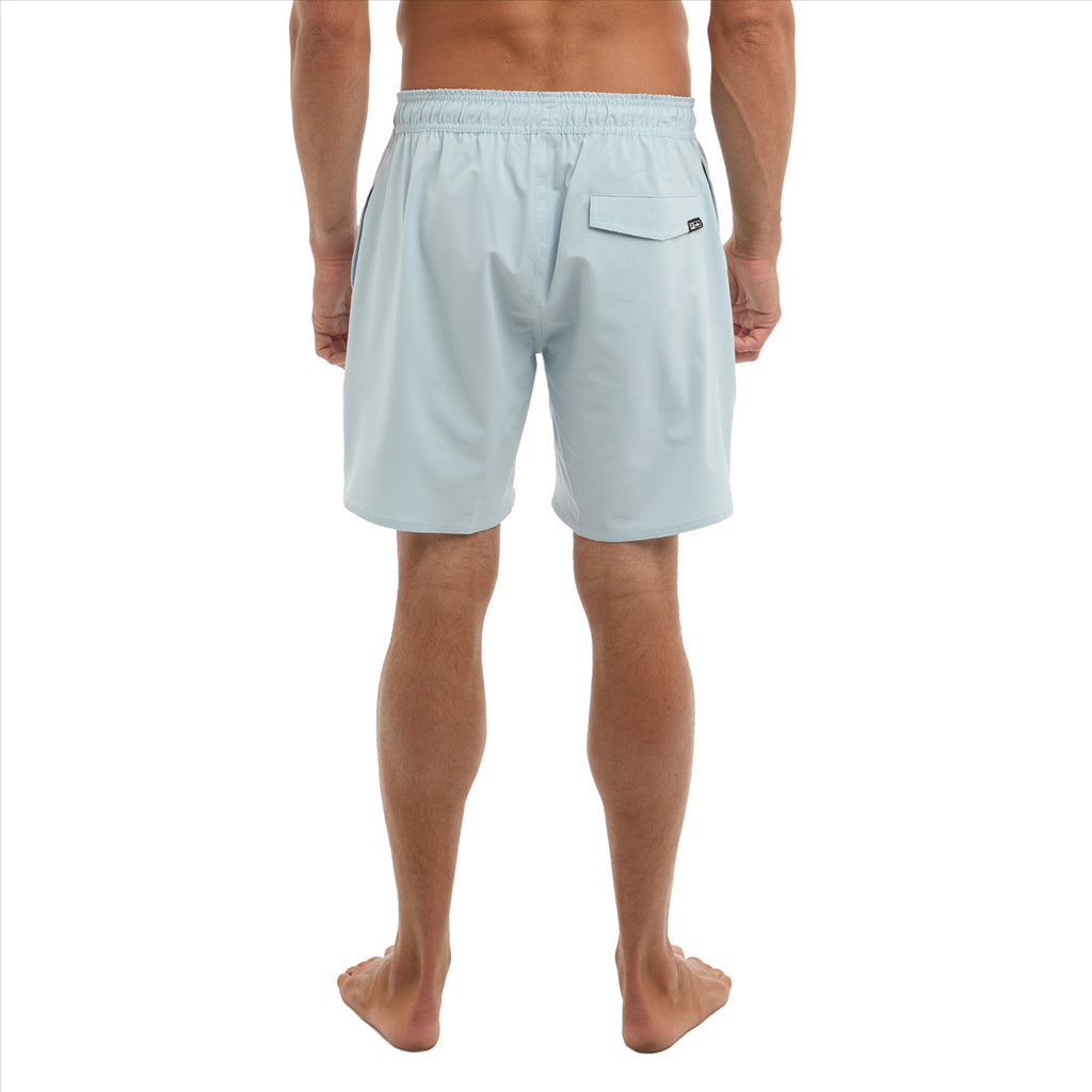 Pelagic The Dockside Deep Sea 17" Elastic Waist Boardshorts - Center Con Blue Fog