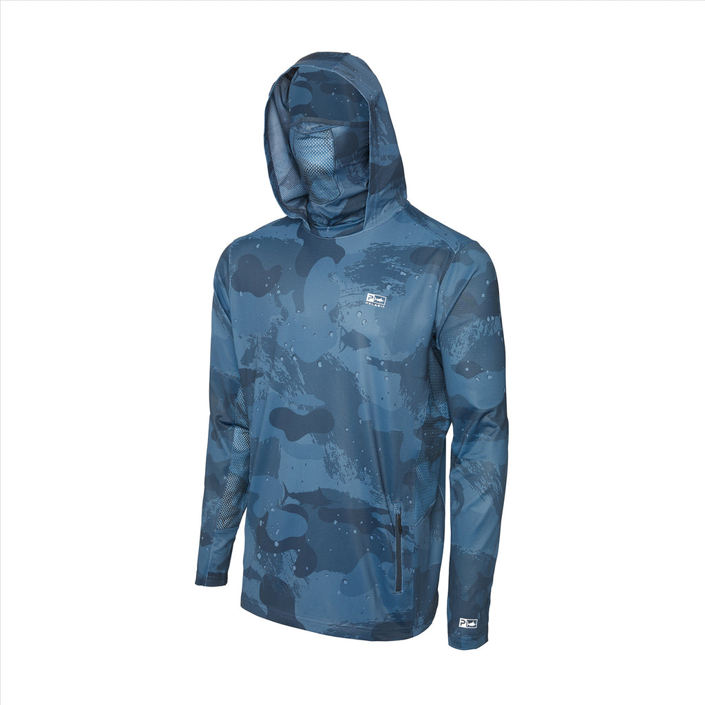 Pelagic Exo-Tech Hooded Fishing Shirt - Brush Camo Dark Navy
