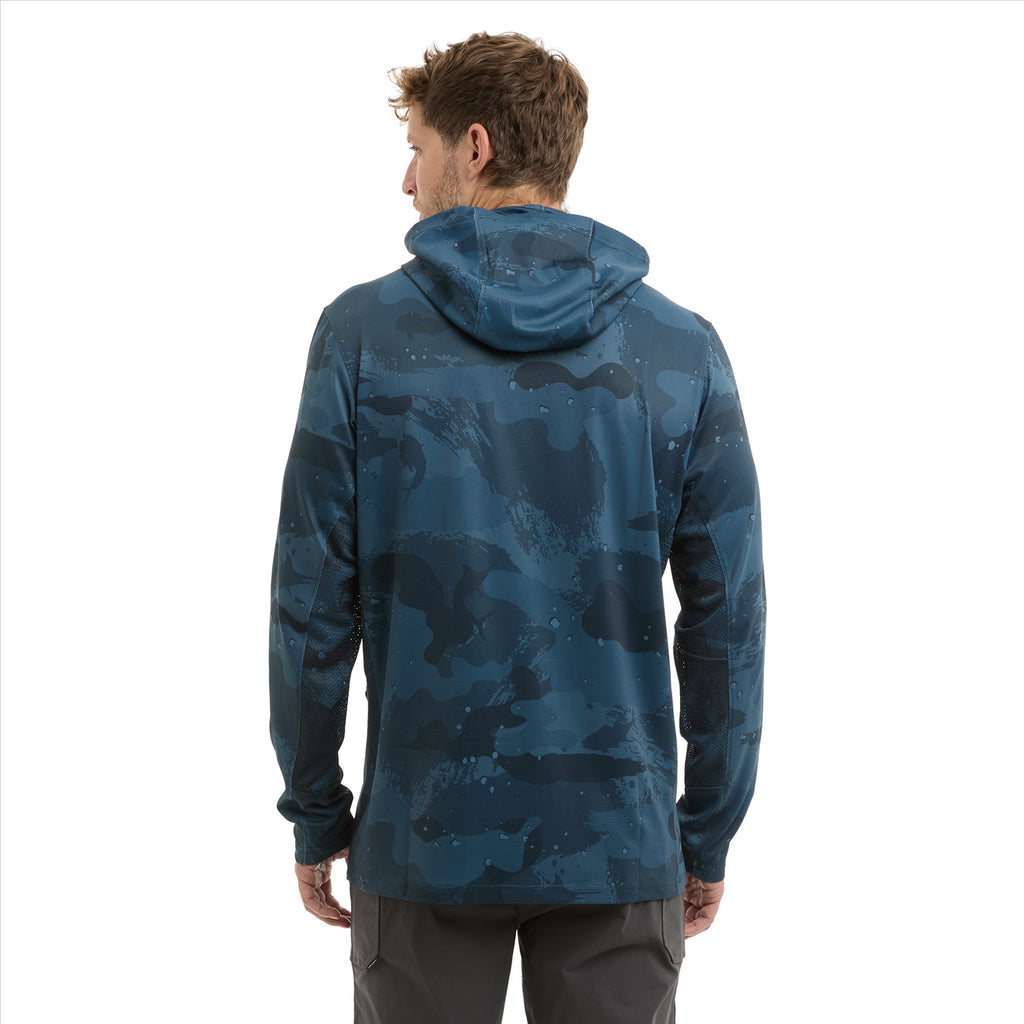 Pelagic Exo-Tech Hooded Fishing Shirt - Brush Camo Dark Navy