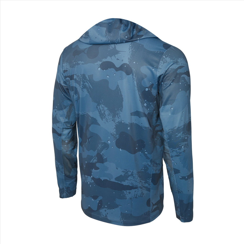 Pelagic Exo-Tech Hooded Fishing Shirt - Brush Camo Dark Navy