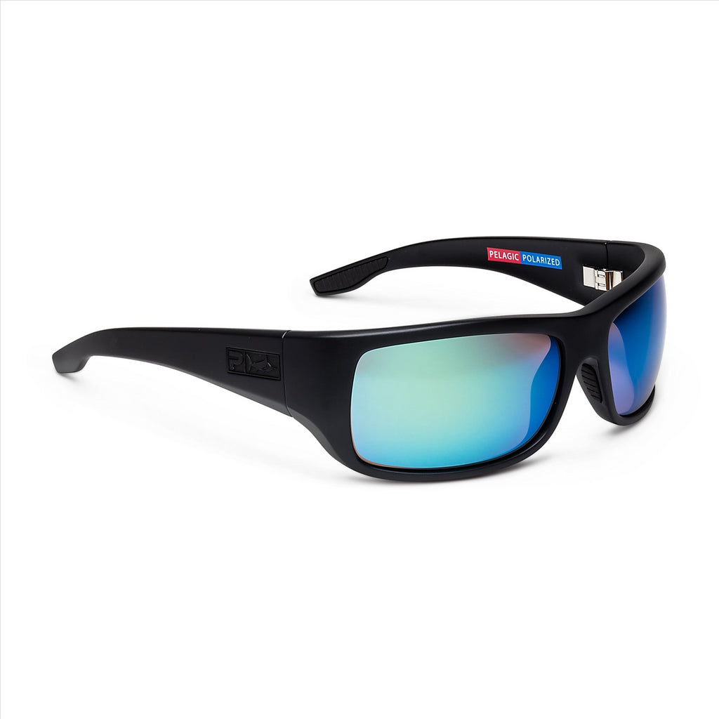 Pelagic Fish Hook - Polarised Mineral Glass - Matte Black/Blue Mirror