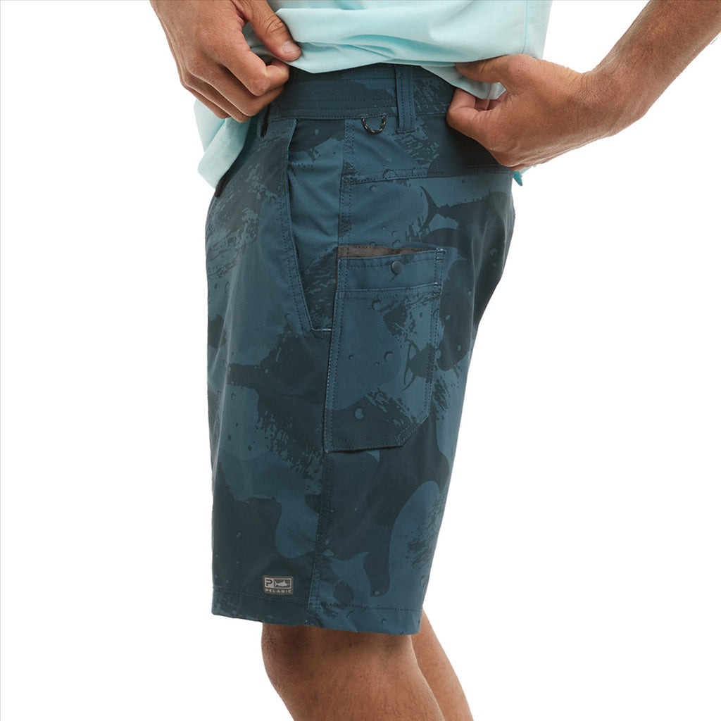 Pelagic Flyline 19" Hybrid Shorts - Brush Camo Dark Navy