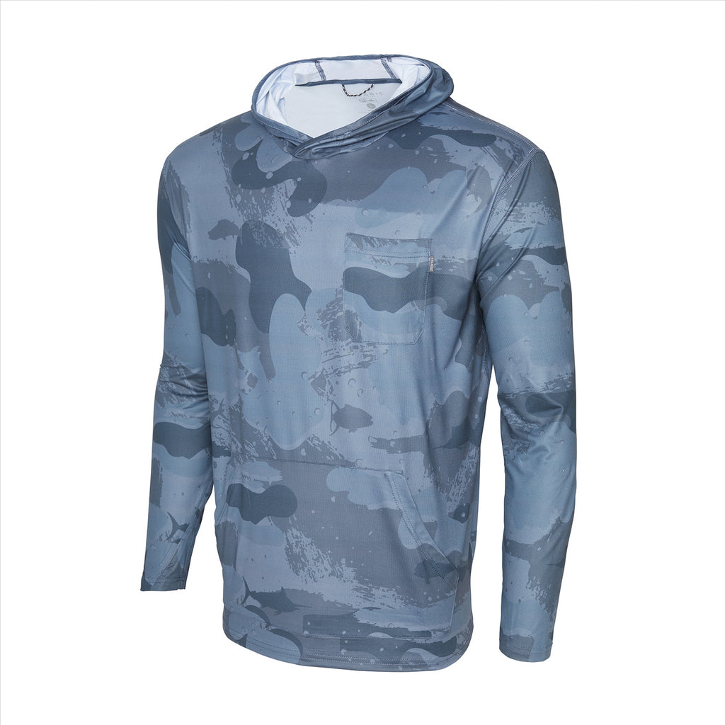 Pelagic Freespool Hooded Performance Shirt - Brush Camo Dark Navy