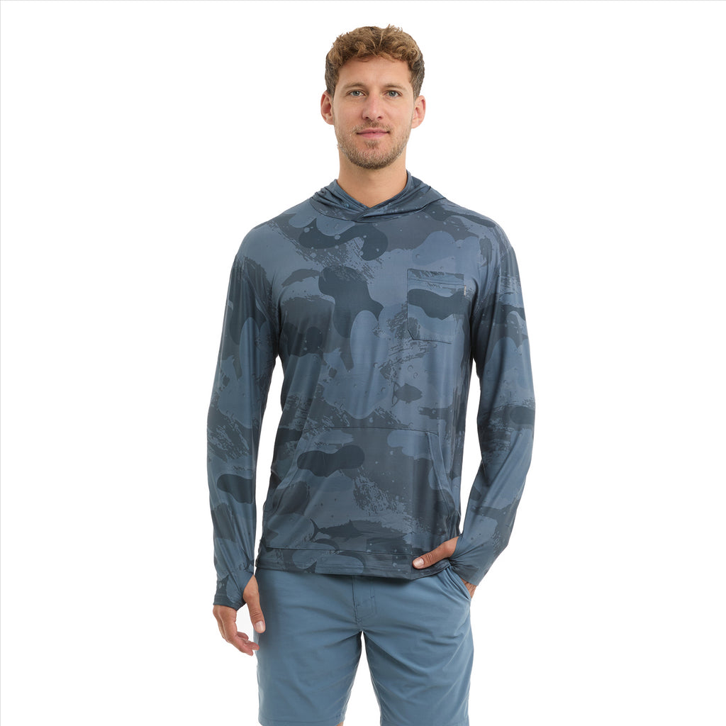 Pelagic Freespool Hooded Performance Shirt - Brush Camo Dark Navy